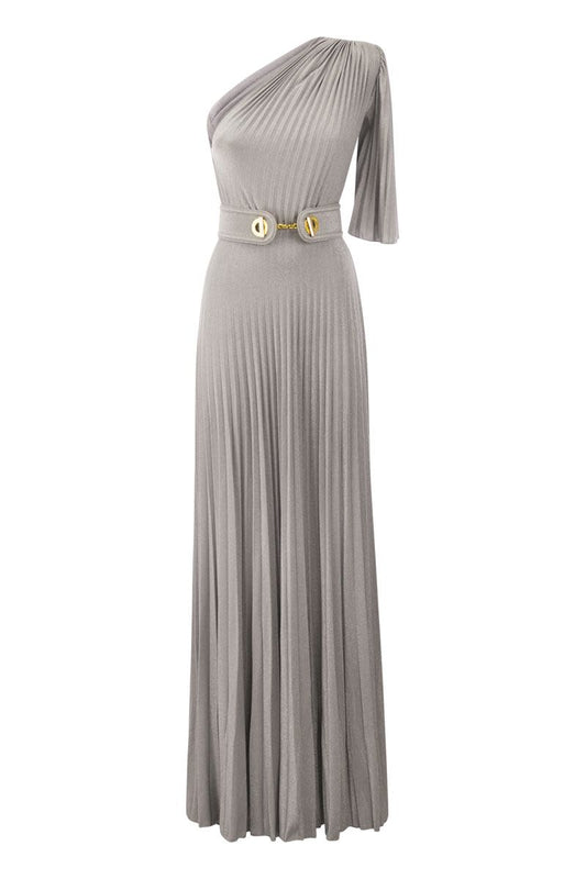 One-shoulder red carpet dress in lurex jersey - VOGUERINI