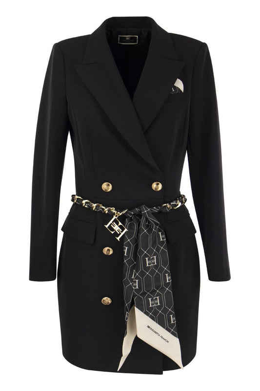 Robe-manteau in double crepe scarf belt - VOGUERINI