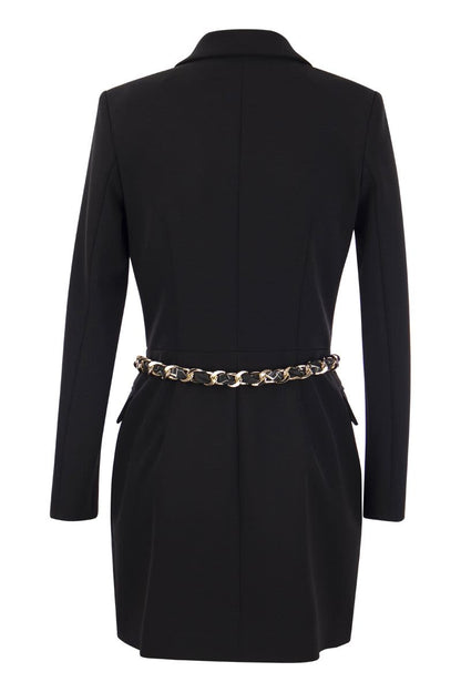 Robe-manteau in double crepe scarf belt - VOGUERINI