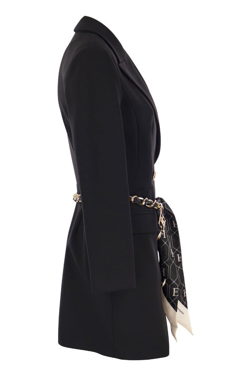 Robe-manteau in double crepe scarf belt - VOGUERINI