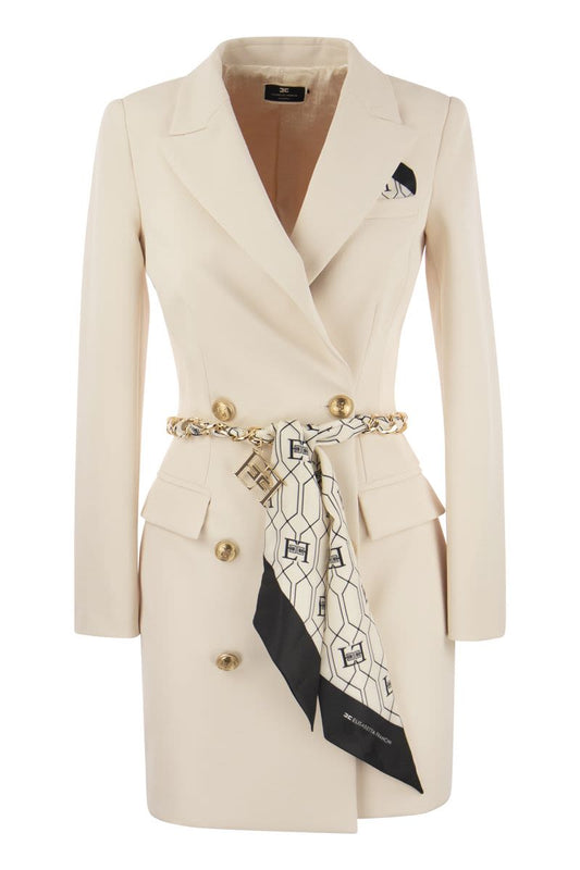 Robe-manteau in double crepe scarf belt - VOGUERINI