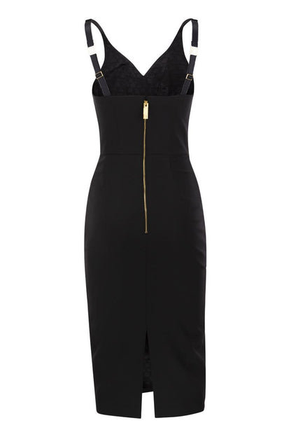 Stretch crepe sheath dress with zip - VOGUERINI