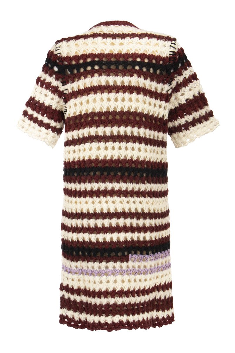 3D Crochet intarsia Dress with irregular Stripes - VOGUERINI