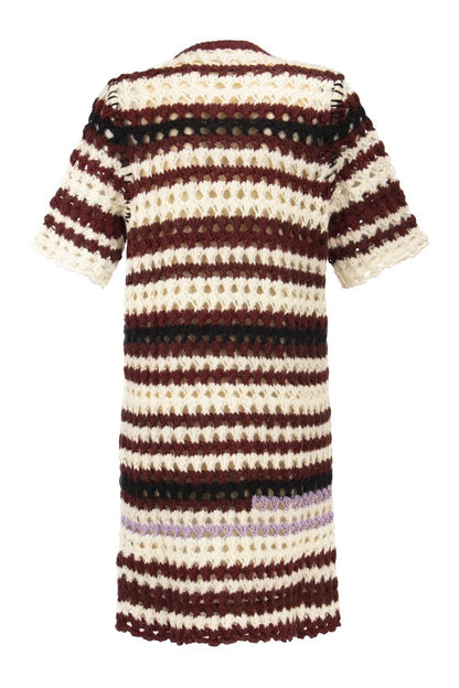 3D Crochet intarsia Dress with irregular Stripes - VOGUERINI