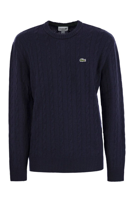 Plaited wool crew-neck sweater - VOGUERINI