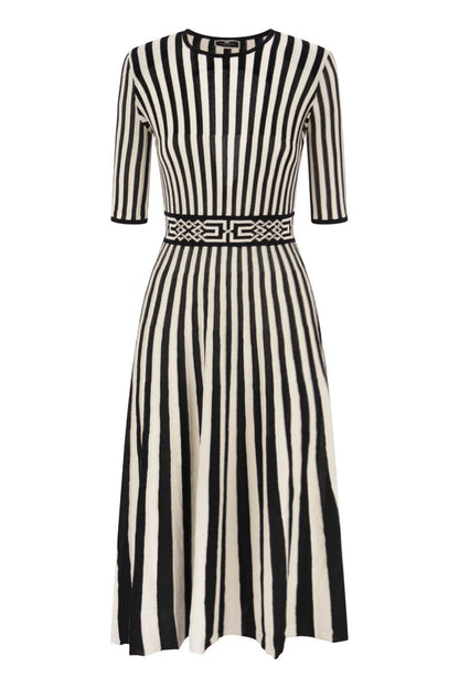 Midi dress with two-tone pleated skirt - VOGUERINI