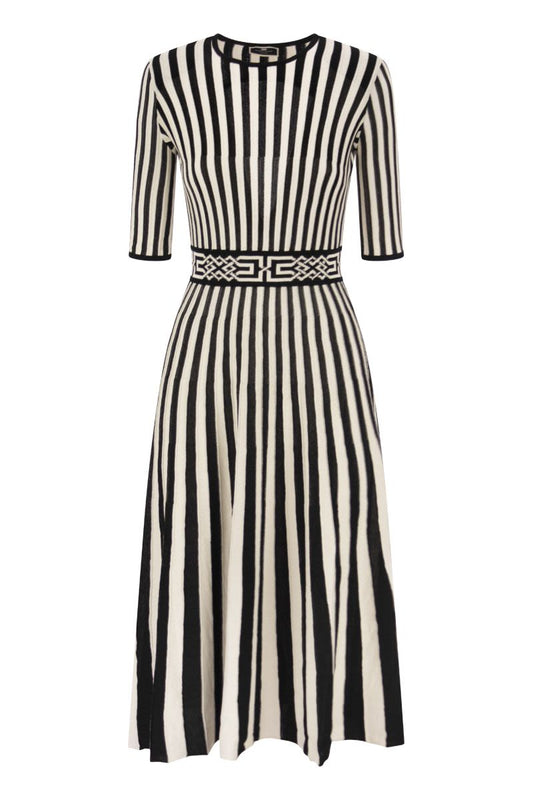 Midi dress with two-tone pleated skirt - VOGUERINI