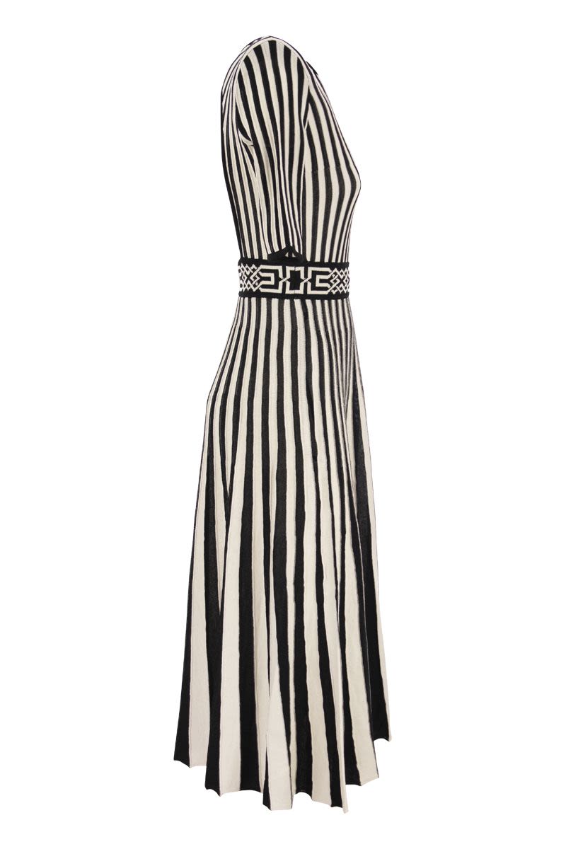 Midi dress with two-tone pleated skirt - VOGUERINI