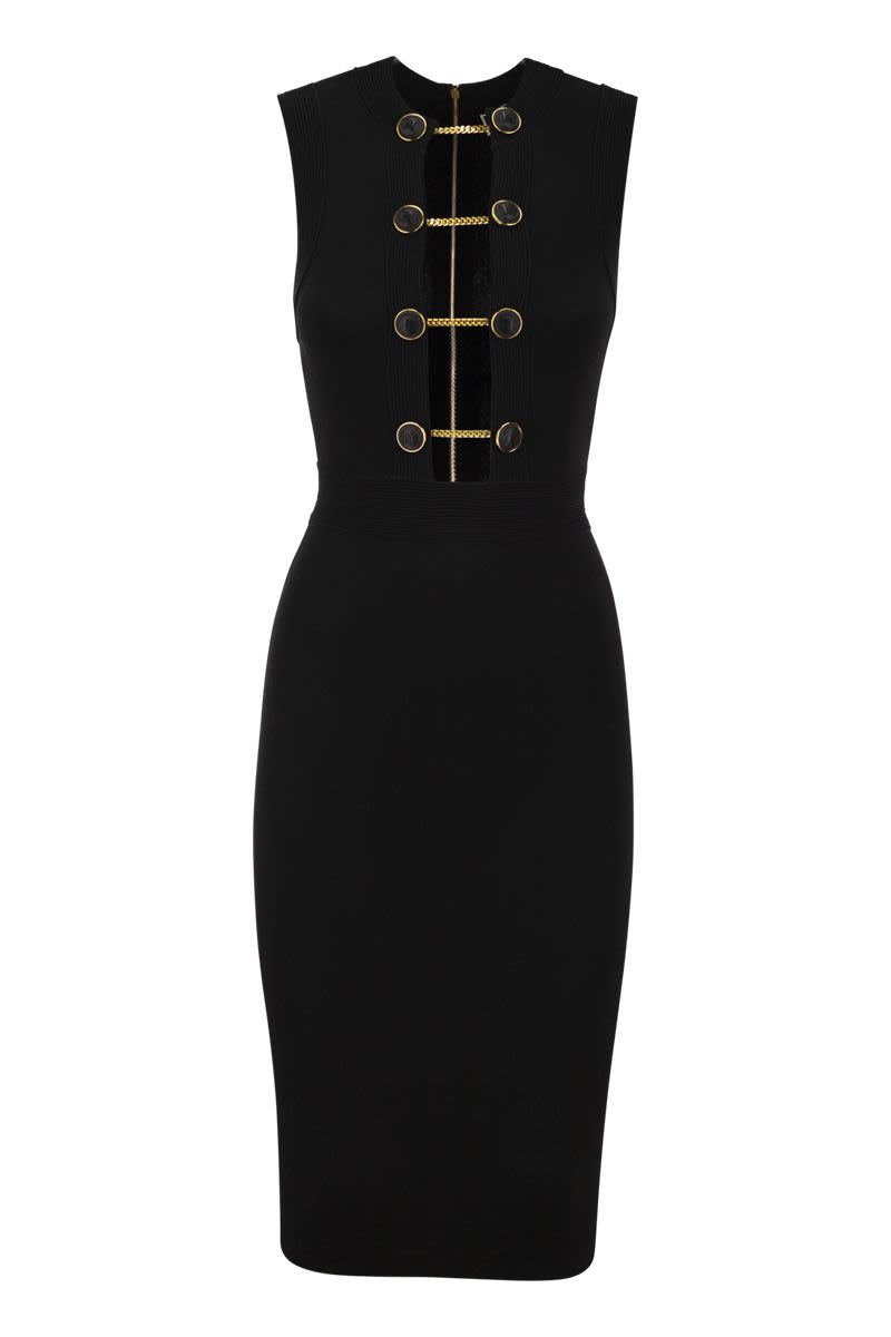 Viscose midi dress with twin buttons - VOGUERINI