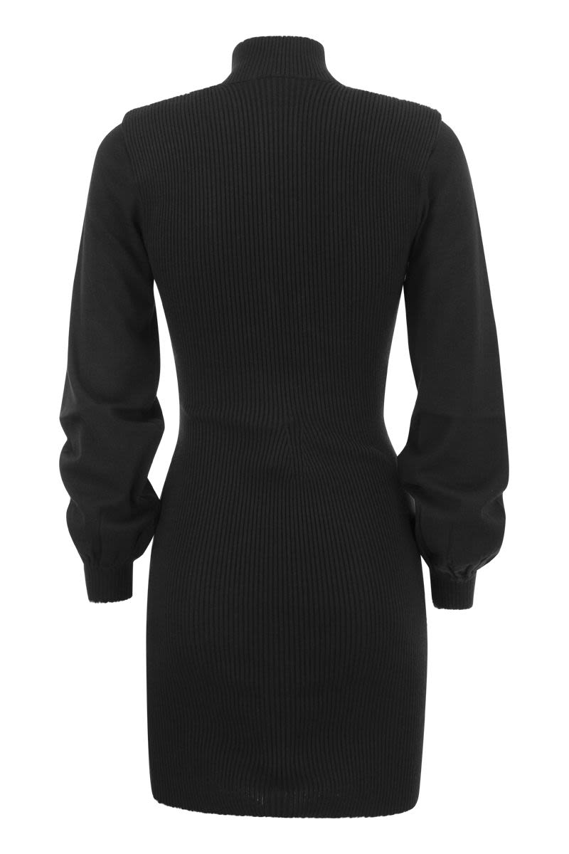 Ribbed mini dress with high neck and cups - VOGUERINI