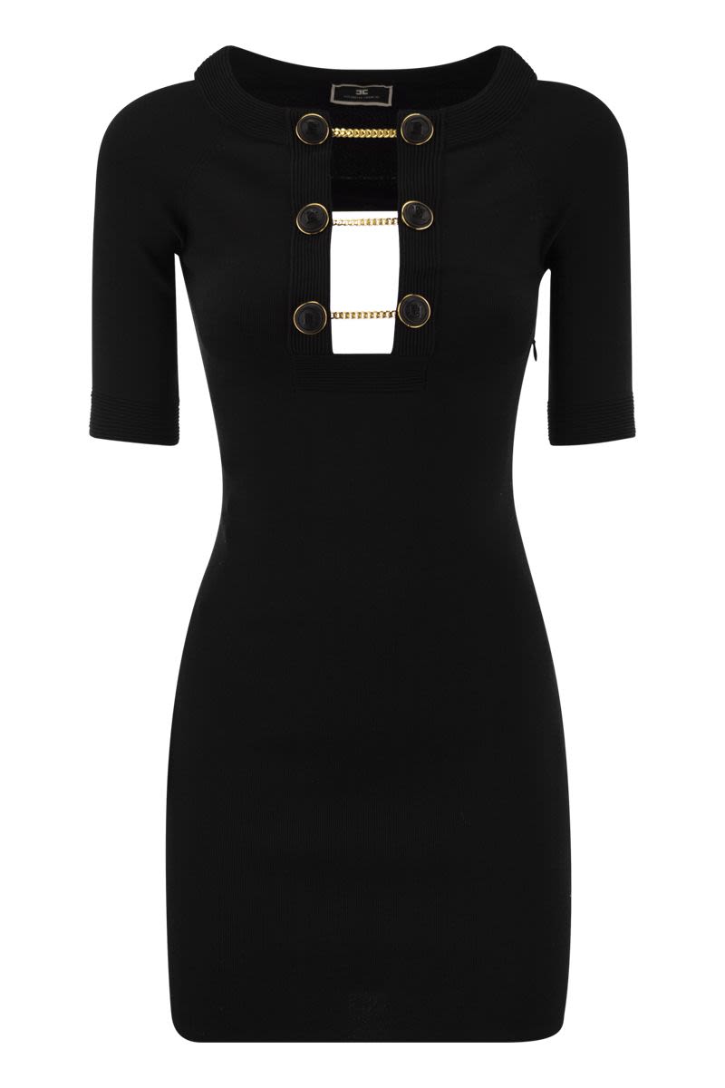 Shiny viscose minidress with twin buttons - VOGUERINI