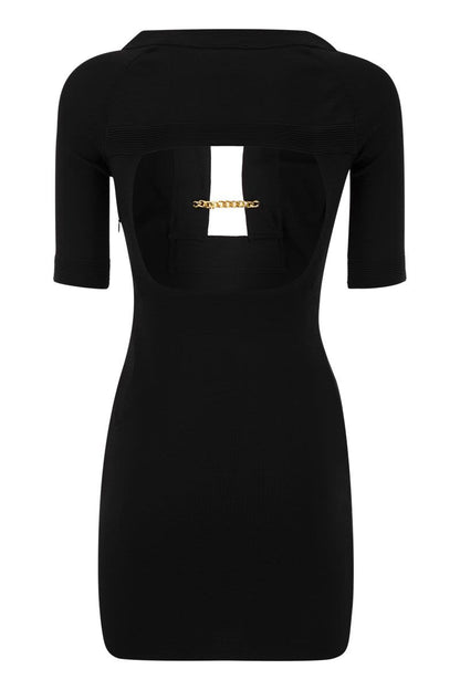 Shiny viscose minidress with twin buttons - VOGUERINI