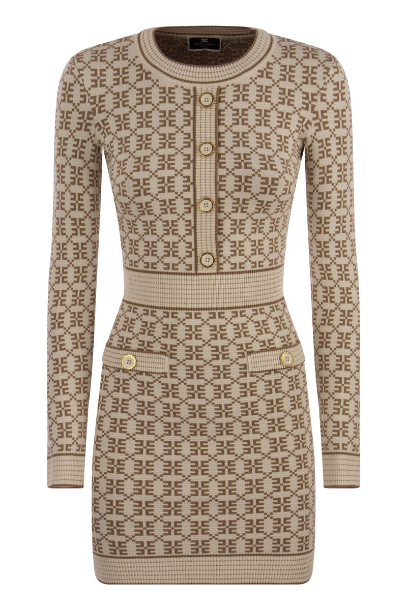 Jacquard logo knit minidress - VOGUERINI