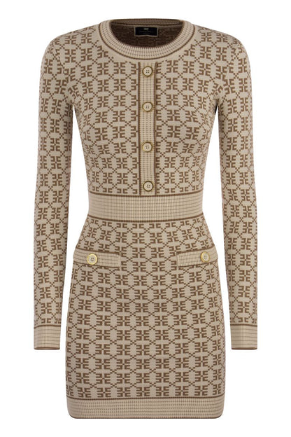 Jacquard logo knit minidress - VOGUERINI