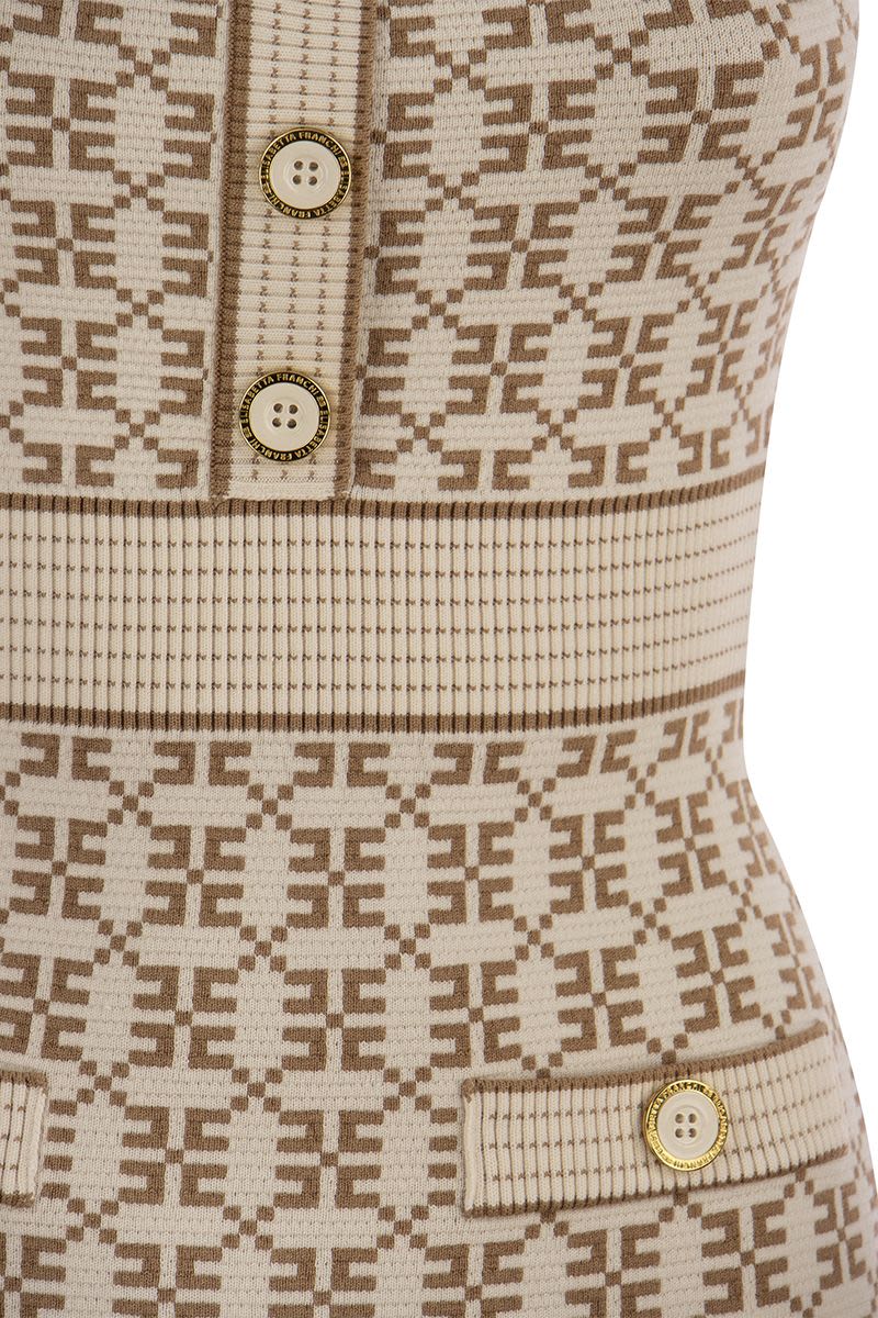 Jacquard logo knit longuette dress - VOGUERINI