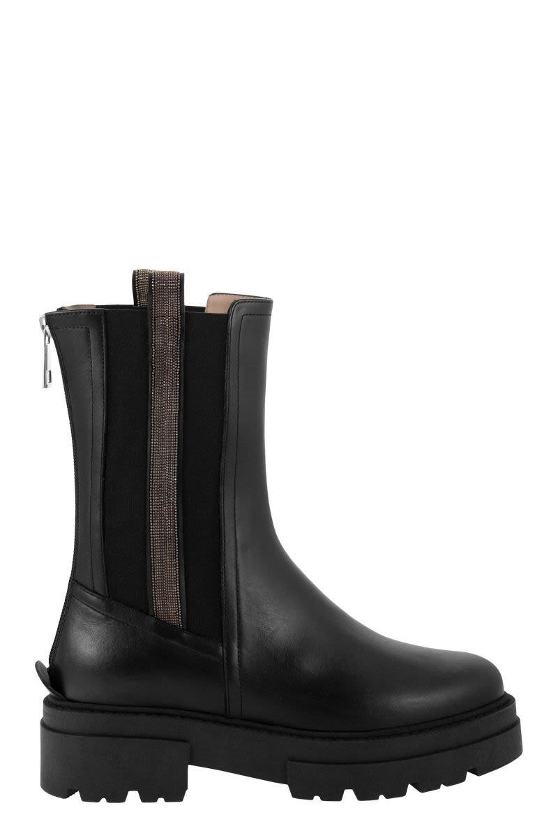 Leather boot with shiny band - VOGUERINI