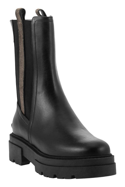 Leather boot with shiny band - VOGUERINI