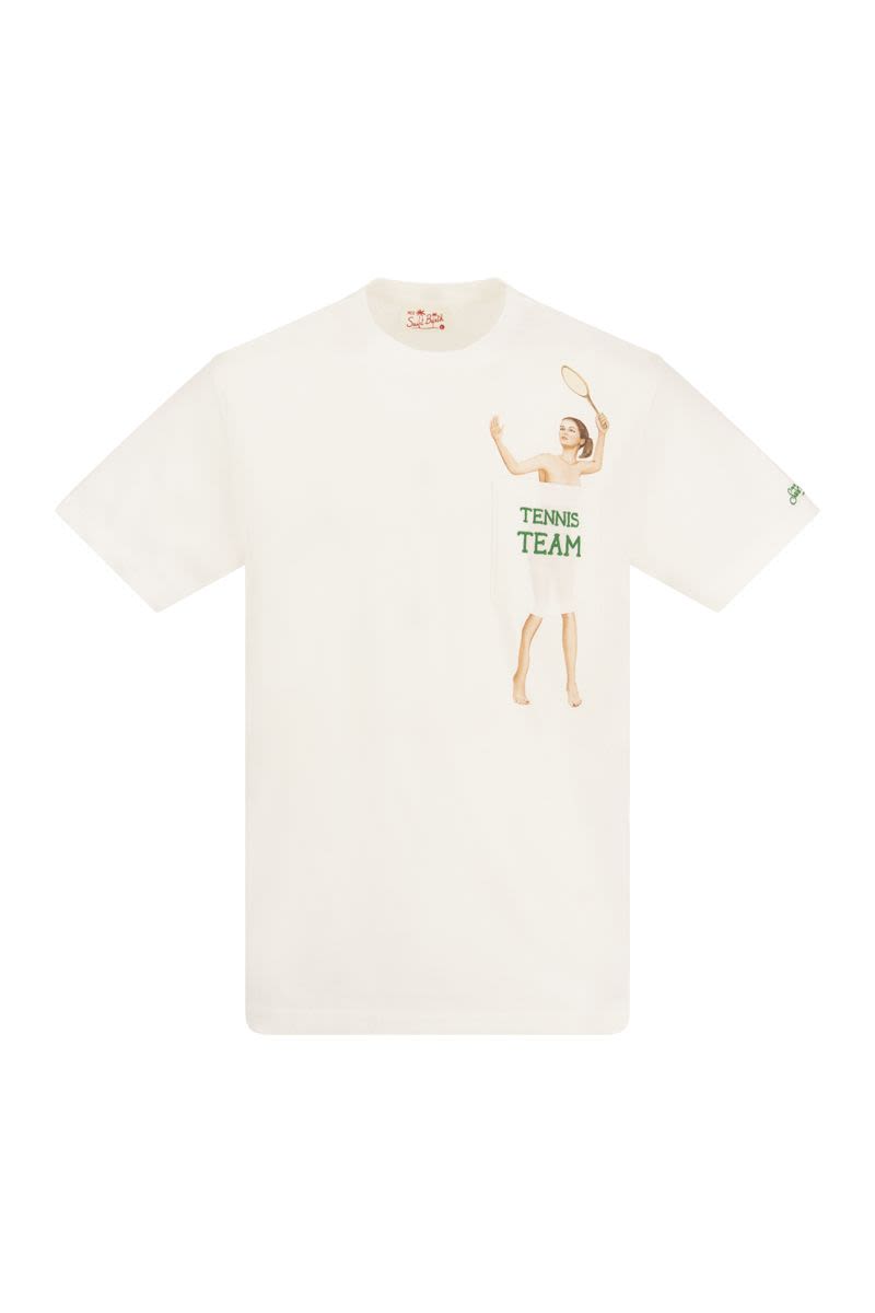 TENNIS TEAM T-shirt with embroidery on pocket - VOGUERINI