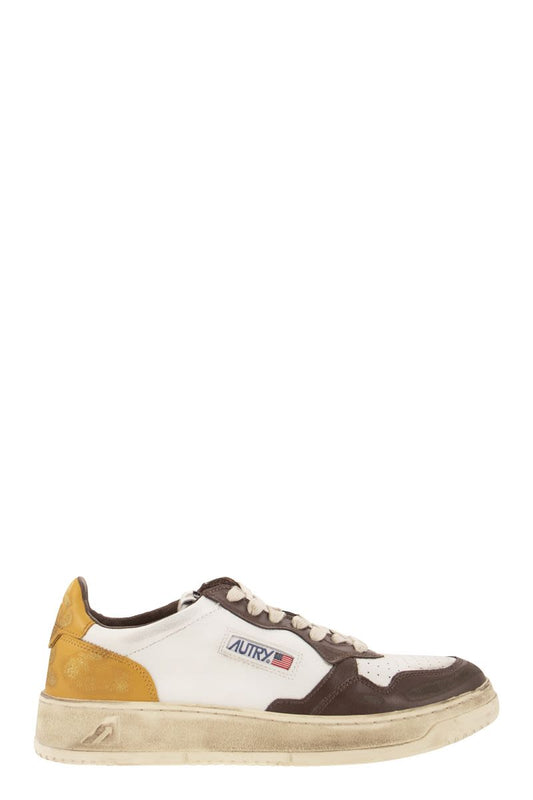 SNEAKERS LOW LEAT/LEAT WHITE/BROWN/HONEY - VOGUERINI