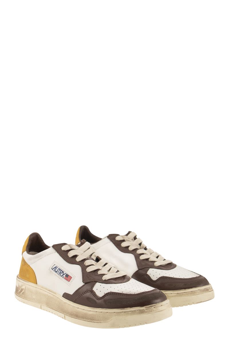 SNEAKERS LOW LEAT/LEAT WHITE/BROWN/HONEY - VOGUERINI