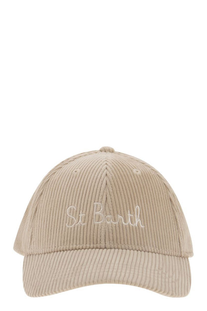 Corduroy baseball cap with embroidery - VOGUERINI