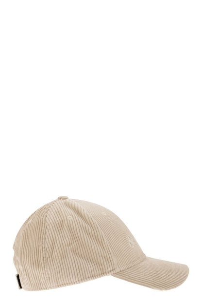 Corduroy baseball cap with embroidery - VOGUERINI