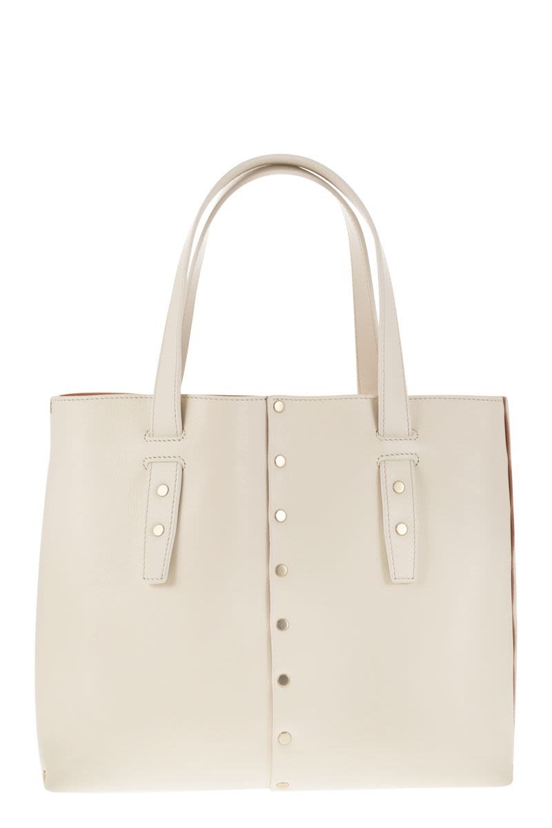 Leather and studded tote bag - VOGUERINI