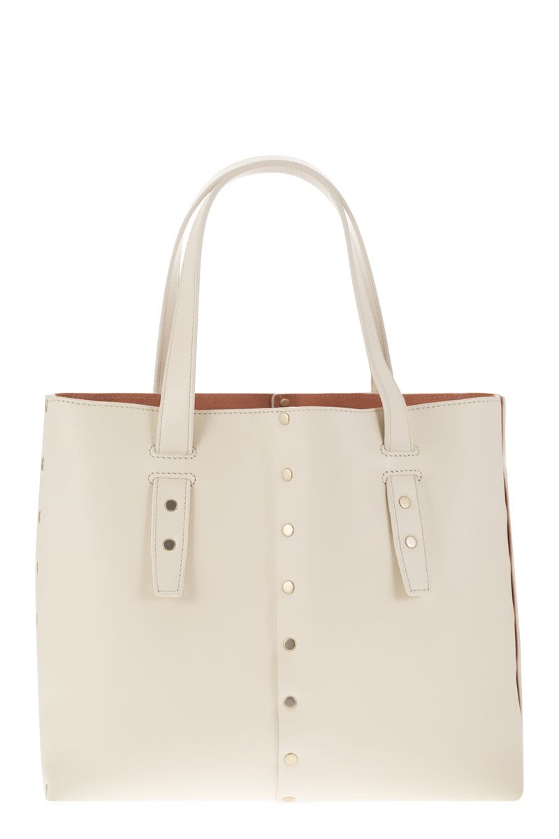 Leather and studded tote bag - VOGUERINI