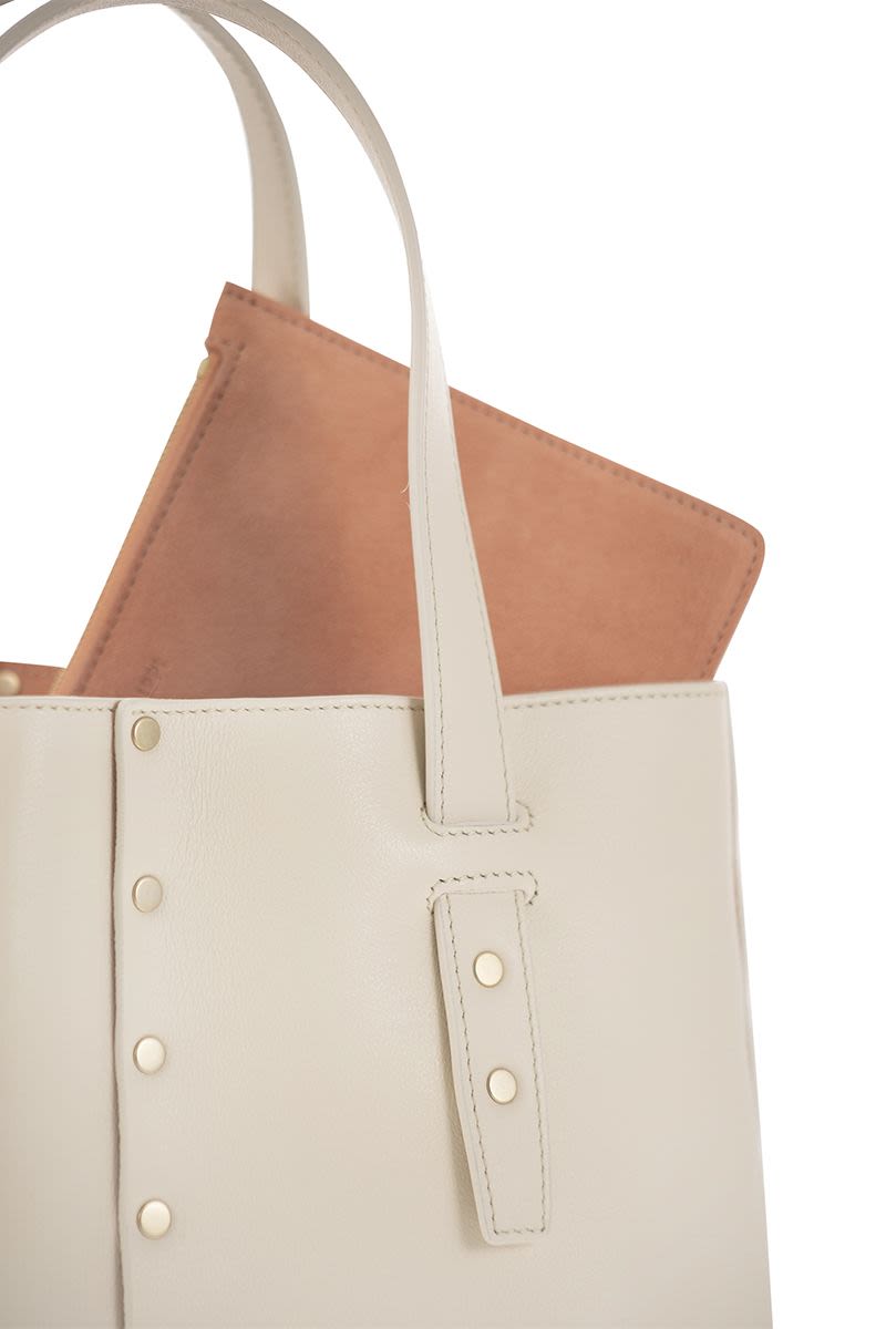 Leather and studded tote bag - VOGUERINI