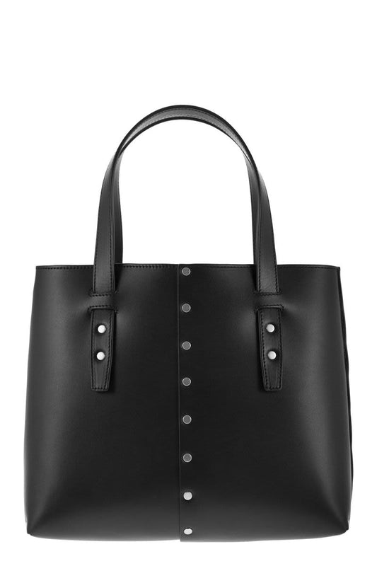 Leather and studded tote bag - VOGUERINI