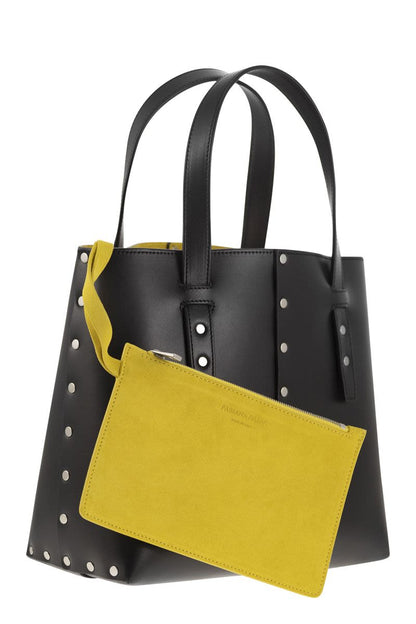 Leather and studded tote bag - VOGUERINI