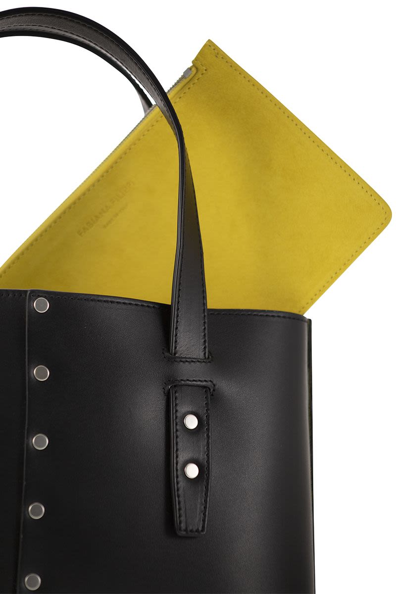 Leather and studded tote bag - VOGUERINI