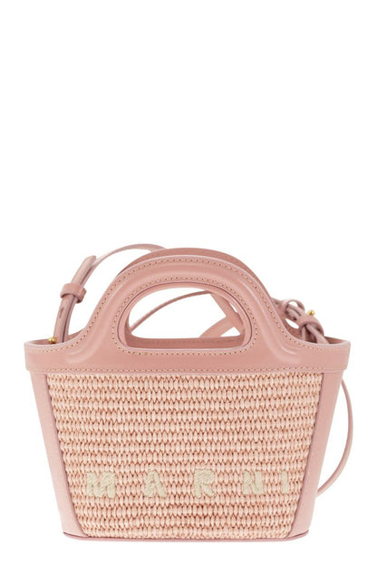 TROPICALIA MICRO leather and raffia bag - VOGUERINI