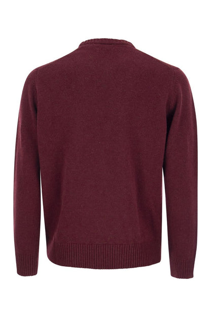 Wool crew neck with arm patch - VOGUERINI