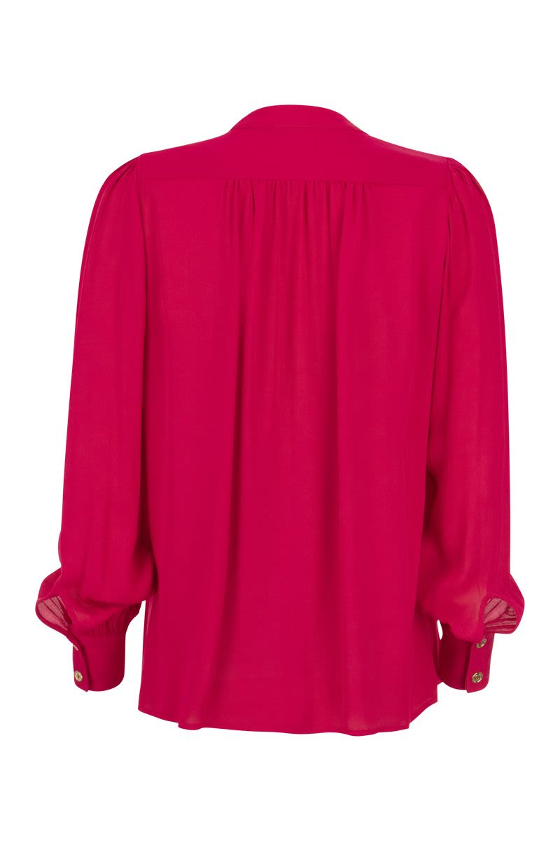 Georgette shirt with stand-up collar - VOGUERINI