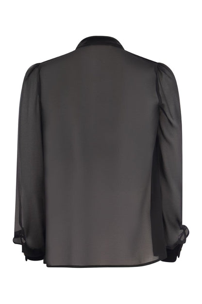 Viscose shirt with velvet plastron - VOGUERINI