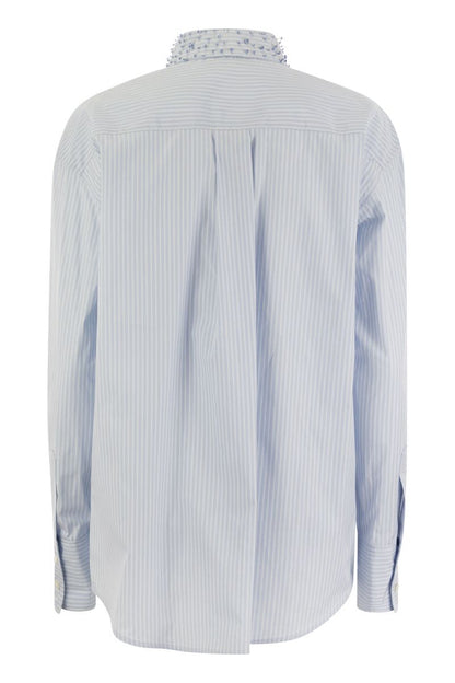 Long striped poplin shirt