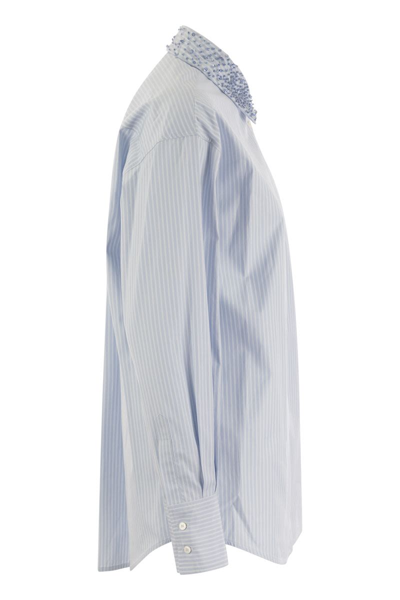 Long striped poplin shirt