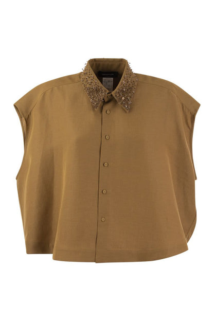 Fluid linen and viscose shirt