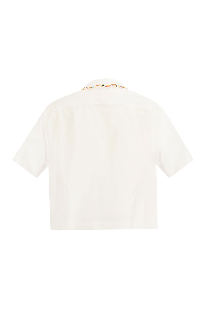 Cropped poplin shirt with embroidery - VOGUERINI