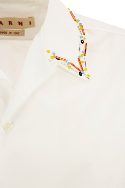 Cropped poplin shirt with embroidery - VOGUERINI