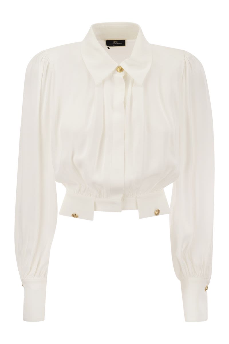 Cropped shirt in viscose georgette - VOGUERINI