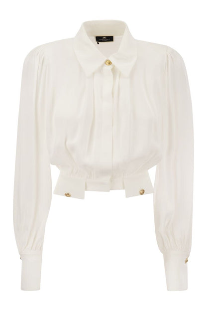 Cropped shirt in viscose georgette - VOGUERINI