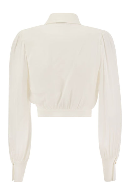 Cropped shirt in viscose georgette - VOGUERINI