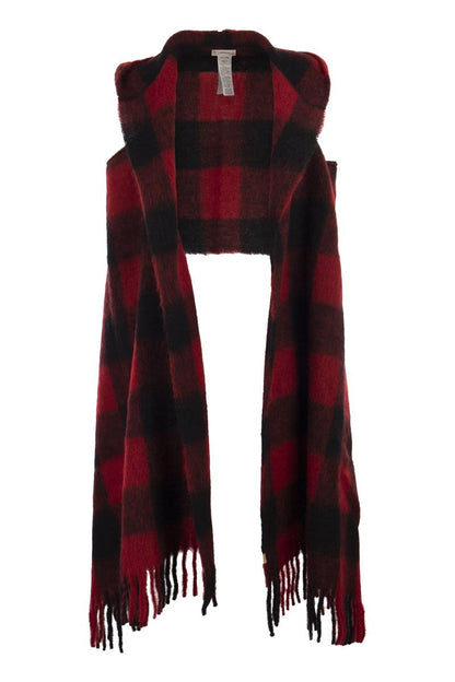 Hooded scarf with checked pattern - VOGUERINI