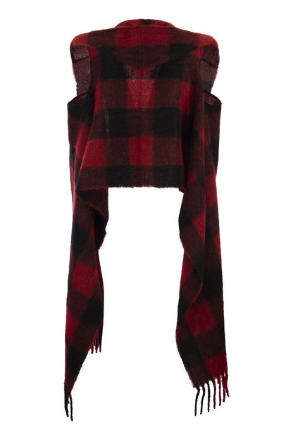 Hooded scarf with checked pattern - VOGUERINI