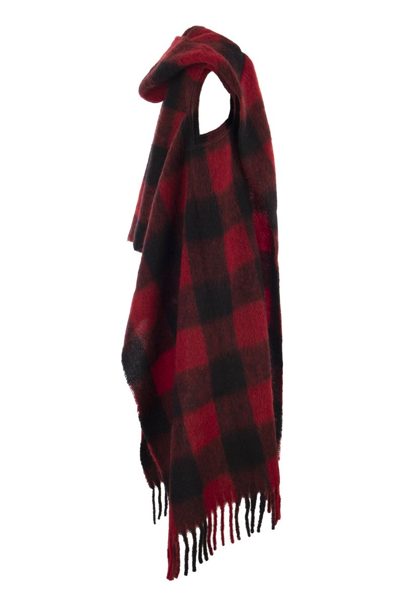 Hooded scarf with checked pattern - VOGUERINI