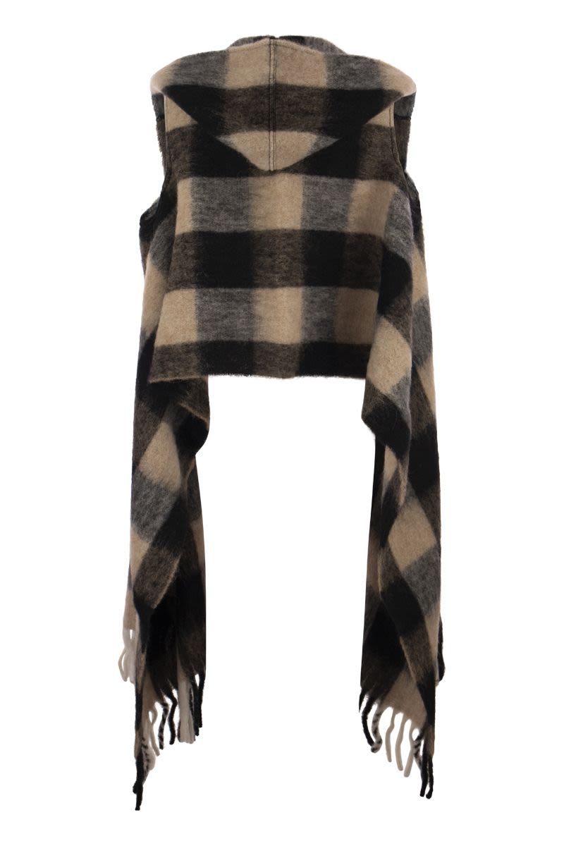 Hooded scarf with checked pattern - VOGUERINI