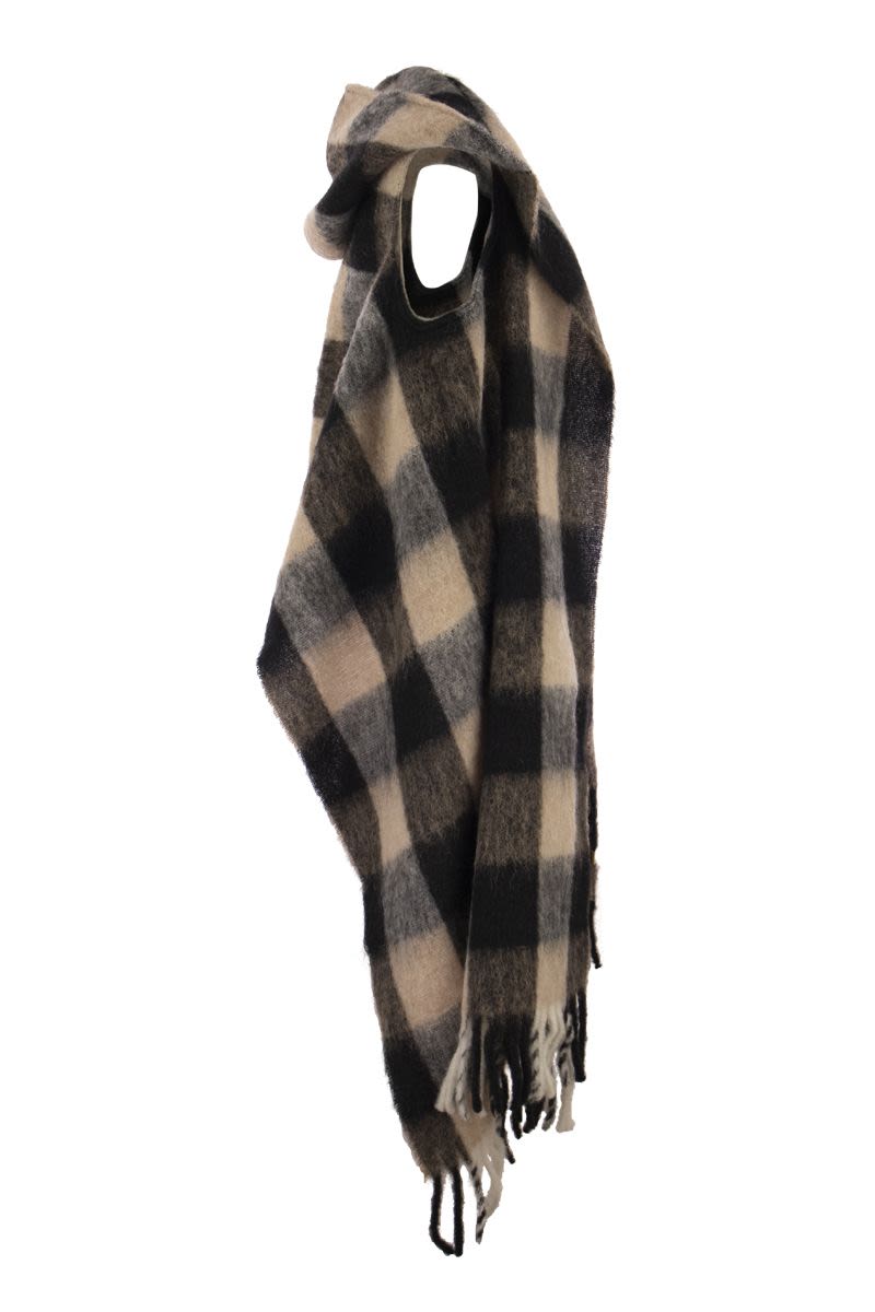 Hooded scarf with checked pattern - VOGUERINI