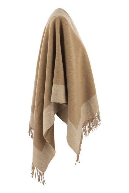 Wool-blend cape with contrasting details - VOGUERINI